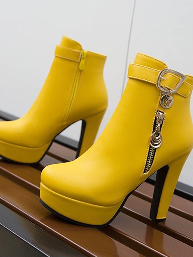 Fashion High Heel Black Platform Ankle Boots - Image 19