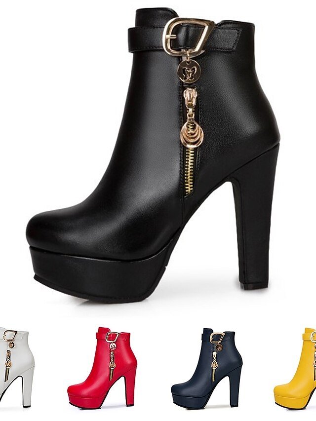 Fashion High Heel Black Platform Ankle Boots - Image 20