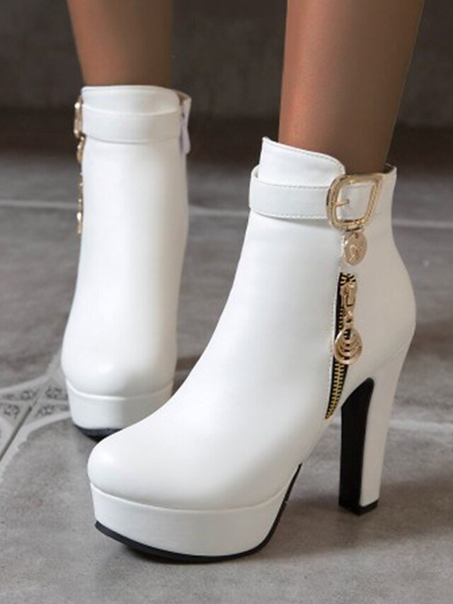 Fashion High Heel Black Platform Ankle Boots - Image 5