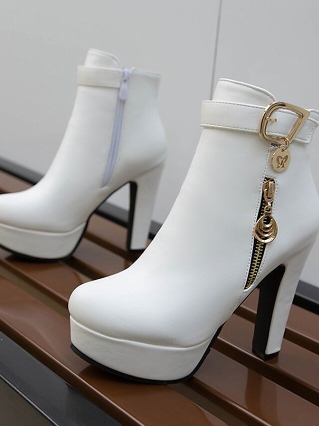 Fashion High Heel Black Platform Ankle Boots - Image 7