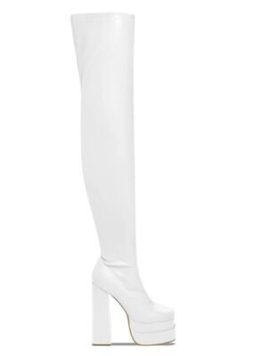 Fashion Over-the-Knee Platform Square Toe Chunky Heel Boots - Image 10