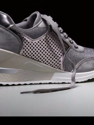 Fashion Plus Size Leopard Round Toe Lace-up Platform Wedge Sneakers - Image 7