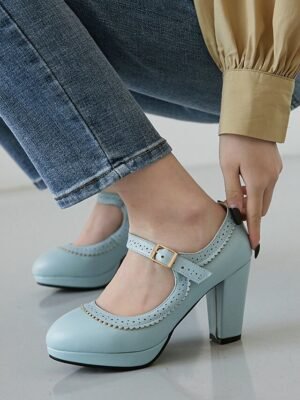 Fashion Sexy Faux Leather Stiletto Heel Round Toe Winter Boots - Image 6