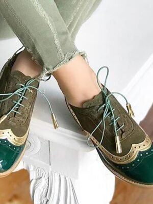 Fashionable Chunky Glitter Wingtip Lace-Up Oxford Shoes - Image 9