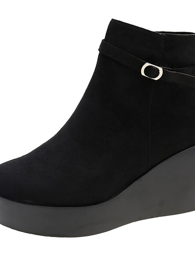 Fashionable Platform Wedge Faux Suede Ankle Boots - Image 8