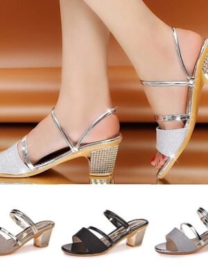 Glamorous Strappy Studded Block Heel Sandals - Image 1