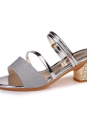 Glamorous Strappy Studded Block Heel Sandals - Image 2