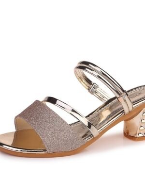 Glamorous Strappy Studded Block Heel Sandals - Image 4