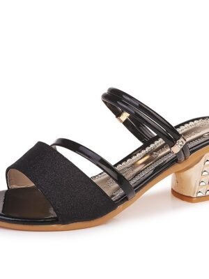 Glamorous Strappy Studded Block Heel Sandals - Image 7