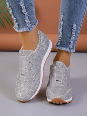 Gold Glitter Slip-On Casual Walking Sneakers - Image 7