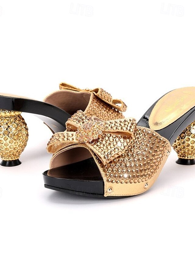 Gold Rhinestone Embellished Open-Toe Sandals with Matching Clutch Bag - Image 2
