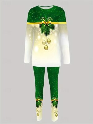 Graphic Casual Comfort Crew Neck Long Sleeve Pajama Set - Image 2