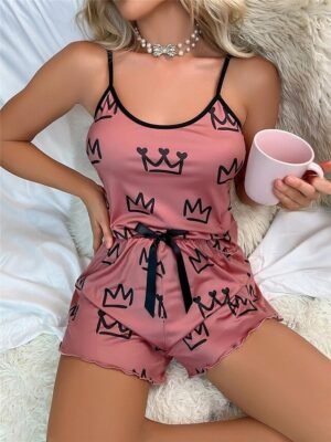 Heart Fashion Comfort Backless Straps Sleeveless Summer Pajama Set - Image 12