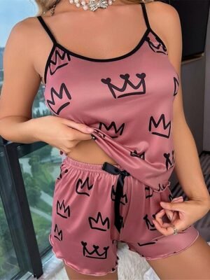 Heart Fashion Comfort Backless Straps Sleeveless Summer Pajama Set - Image 7