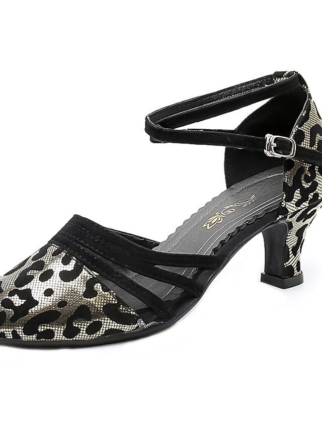 Leopard Print Mesh Strap Dance Shoes - Image 16