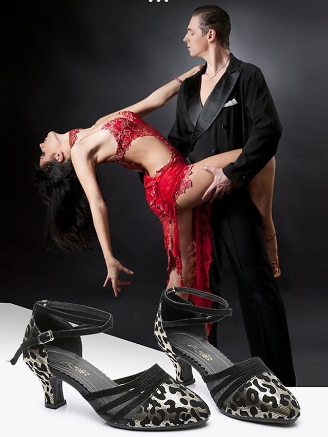 Leopard Print Mesh Strap Dance Shoes - Image 17