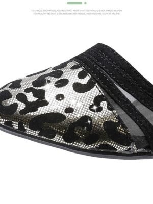 Leopard Print Mesh Strap Dance Shoes - Image 3
