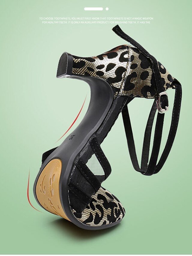 Leopard Print Mesh Strap Dance Shoes - Image 4