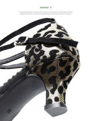 Leopard Print Mesh Strap Dance Shoes - Image 6