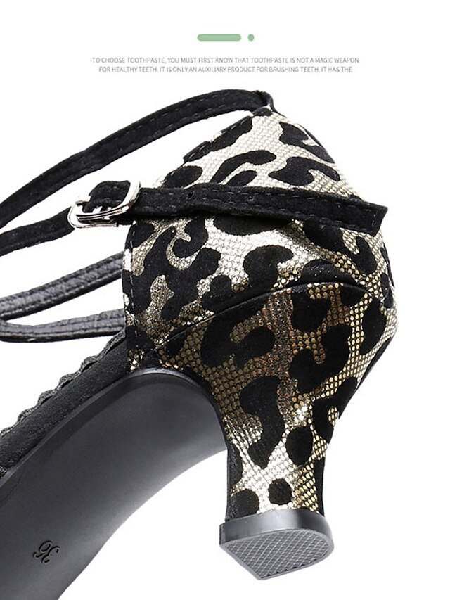 Leopard Print Mesh Strap Dance Shoes - Image 6