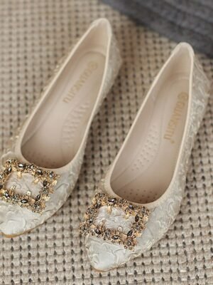 Luxury Comfort Foldable Rhinestone Embellished Flats - Image 10