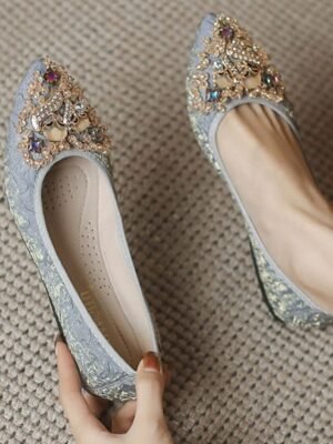 Luxury Comfort Foldable Rhinestone Embellished Flats - Image 11