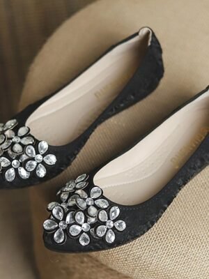 Luxury Comfort Foldable Rhinestone Embellished Flats - Image 2