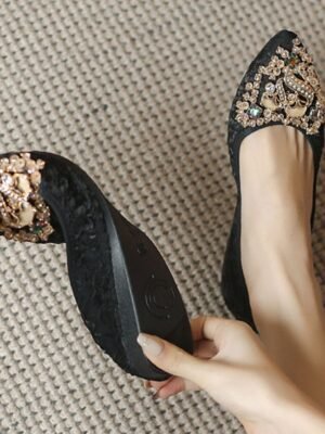 Luxury Comfort Foldable Rhinestone Embellished Flats - Image 4