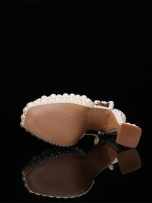 Luxury Pearl-Embellished Platform Ankle Strap Wedding Shoes - Image 8