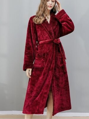 Luxury Warm Plush Lapel Long Sleeve Robe - Image 1