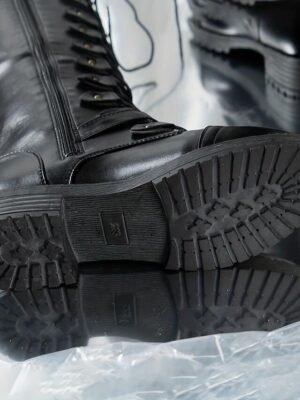 Military Gothic Knee High Lace-Up Chunky Heel Combat Boots - Image 6