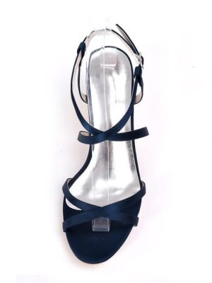 Minimalistic Peep Toe Satin Low Heel Wedding Sandals - Image 9