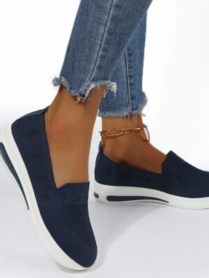 Navy Blue Slip-On Breathable Mesh Walking Shoes - Image 2