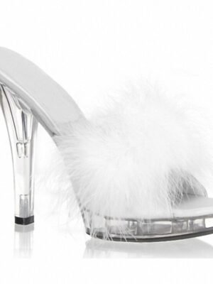 Party Clear High Heel Fluffy Faux Fur Strap Sandals - Image 12