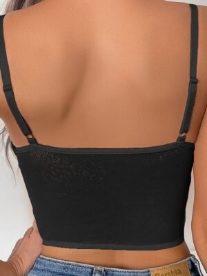 Party Sleeveless Pure Colour Lace Backless Corset - Image 9
