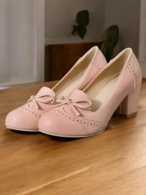 Preppy Light Blue Faux Leather Bow Detail Loafers - Image 8