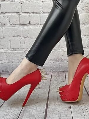 Punk Rock Studded Stiletto Platform High Heels - Image 7