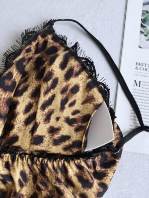 Retro Loose Leopard V Wire Sleeveless Short Pajama Set - Image 2