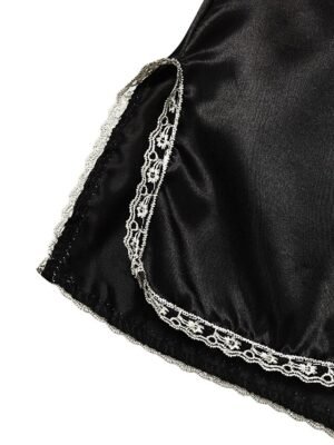 Retro Simple Pure Long Sleeve V Wire Satin 5-Piece Pajama Set - Image 10