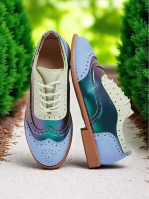 Retro Wingtip Casual Lace-Up Multicolor Oxford Shoes - Image 21
