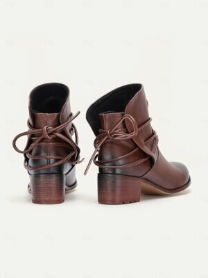 Rustic Vintage Western Ankle Wrap-Around Lace Boots - Image 4