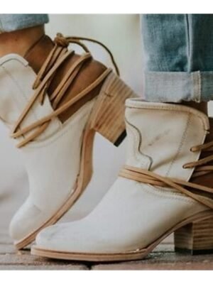 Rustic Vintage Western Ankle Wrap-Around Lace Boots - Image 9