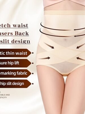 Seamless Breathable Solid High-Waist Control Panties - Image 14