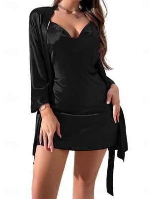 Sexy Elastic Waist V Neck Sleeveless Chemise - Image 3
