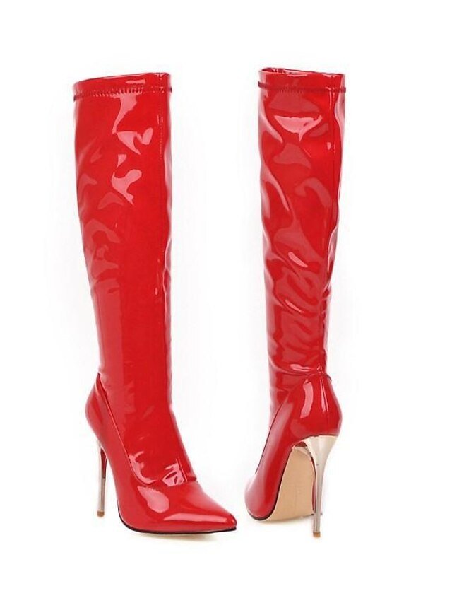 Sexy Knee High Solid Colour Pointed Toe Stiletto Heel Boots - Image 2