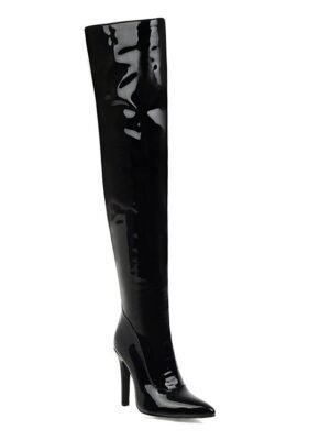 Sexy Stiletto Heel Solid Over The Knee Patent Leather Boots - Image 6