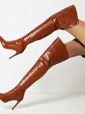 Sexy Stiletto Heeled Over-the-Knee White Boots - Image 11