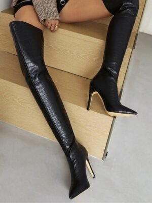 Sexy Stiletto Heeled Over-the-Knee White Boots - Image 4