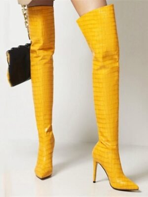 Sexy Stiletto Heeled Over-the-Knee White Boots - Image 6