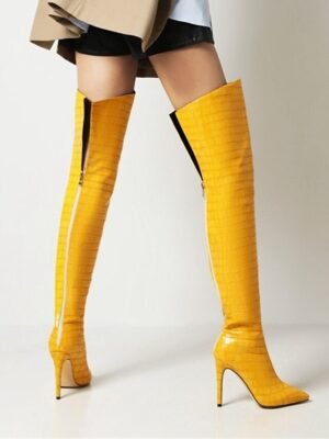 Sexy Stiletto Heeled Over-the-Knee White Boots - Image 7